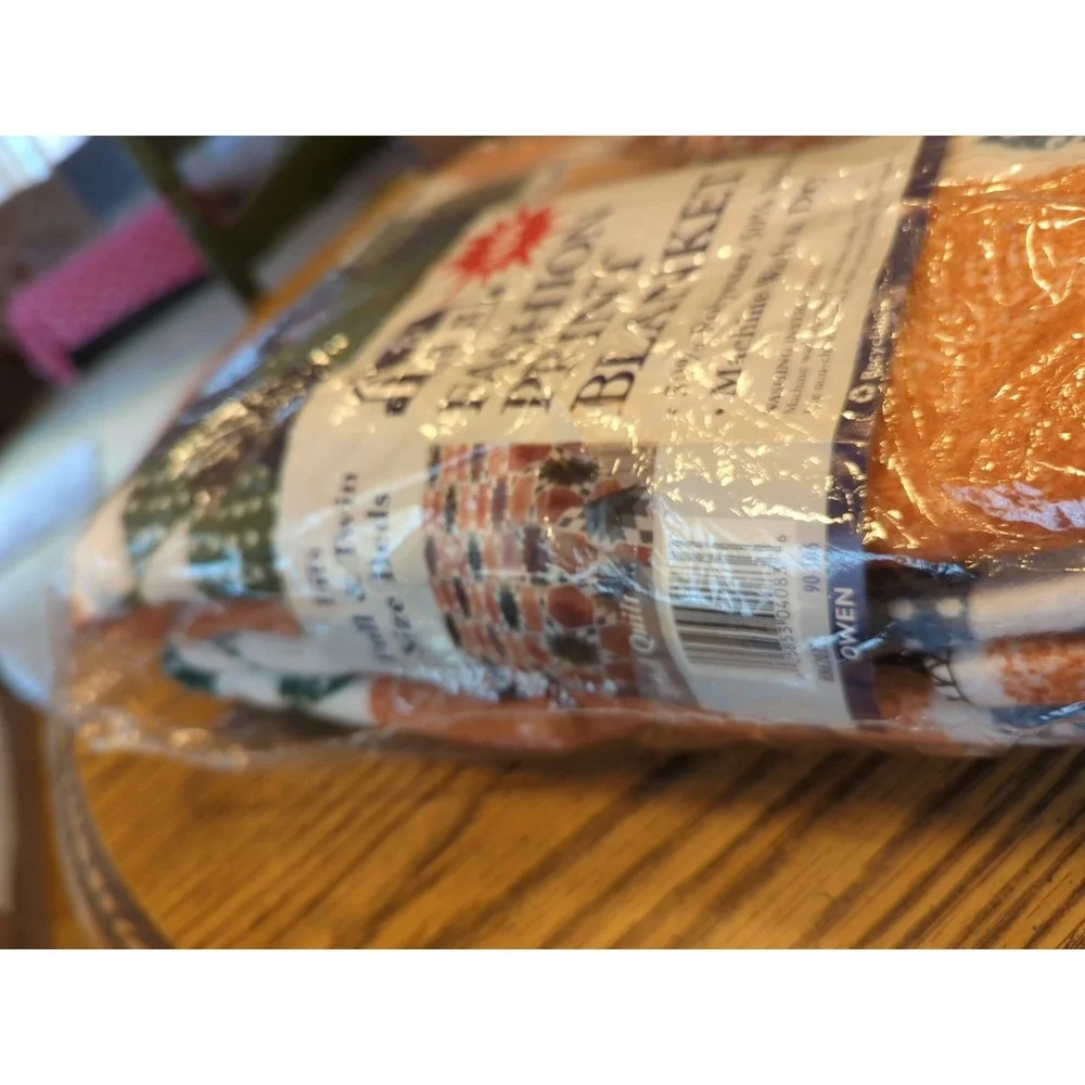 New Old Stock Vintage Fashion Print Blanket Tribal Quilt Full/Twin 72